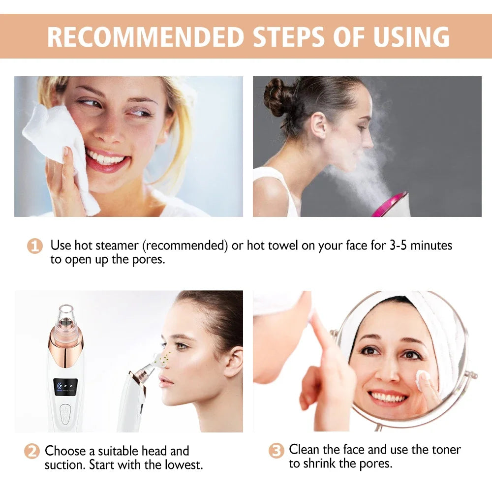 Blackhead Remover Vacuum Pore Adsorber Face Cleaner Electric Pimple Acne Black Head Removal Rechargeable Face Cleaning Tool
