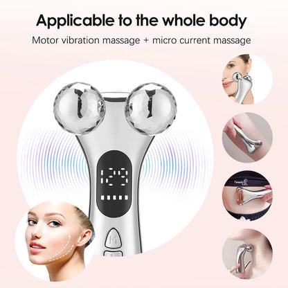 Electric Facial Microcurrent Beauty Device with LED Display for Skin Tightening and Lifting Massage