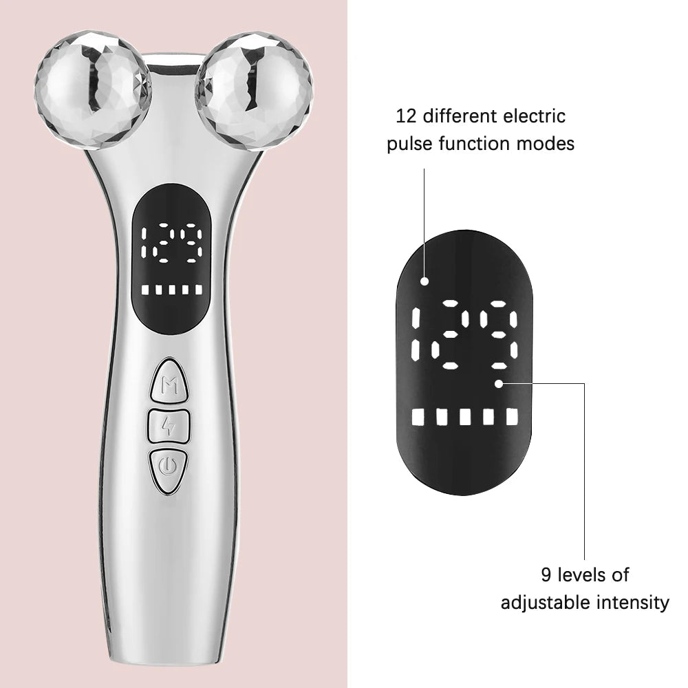Electric Facial Microcurrent Beauty Device with LED Display for Skin Tightening and Lifting Massage