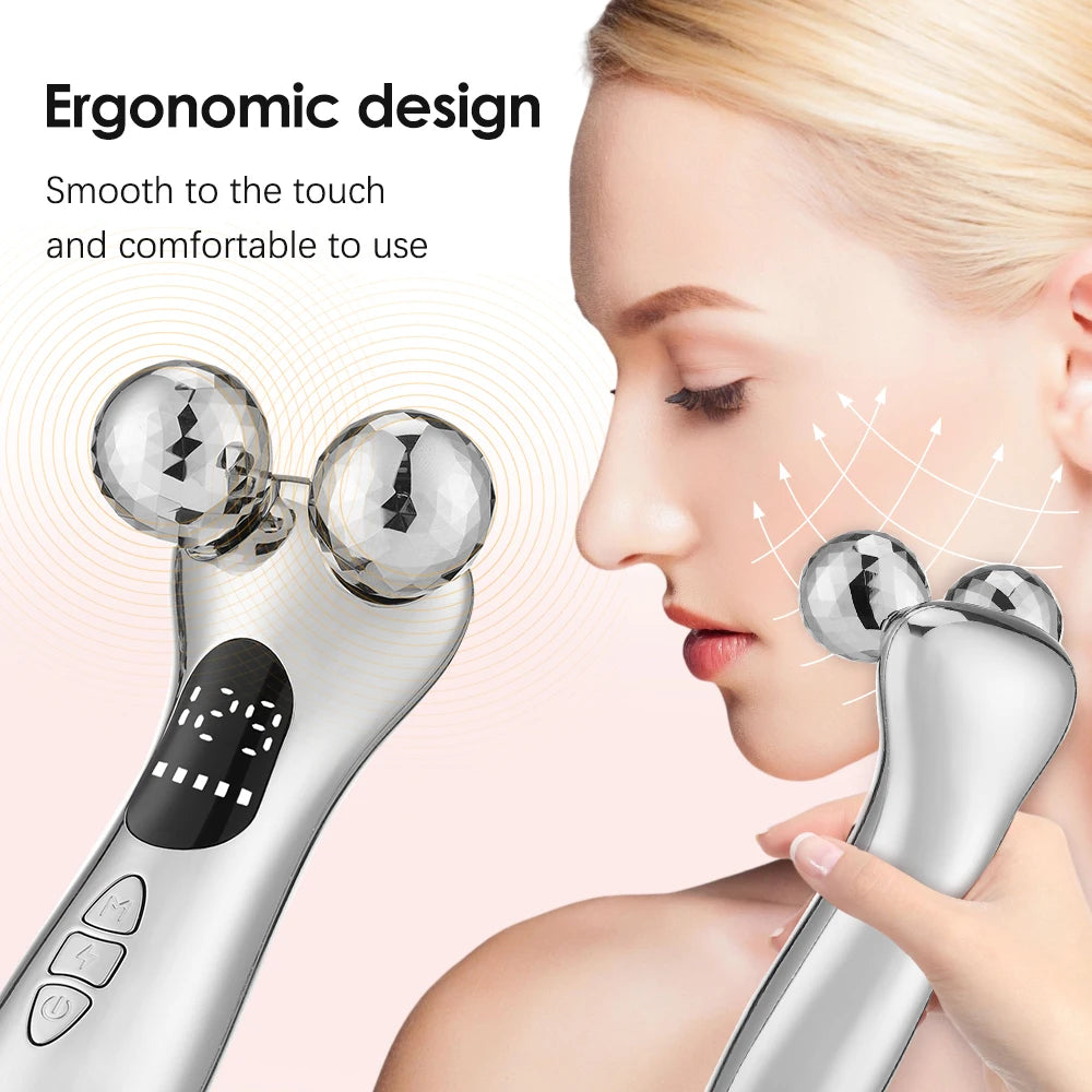 Electric Facial Microcurrent Beauty Device with LED Display for Skin Tightening and Lifting Massage